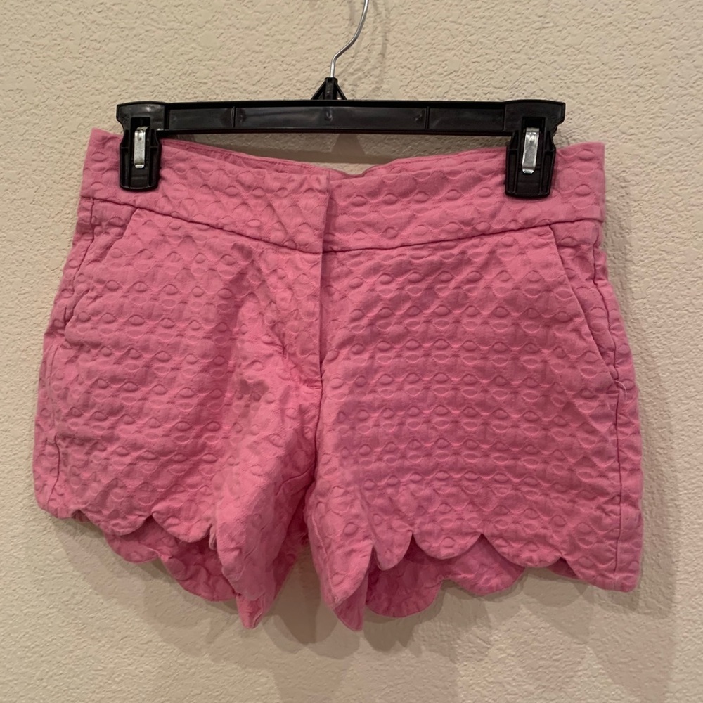 scalloped pink shorts